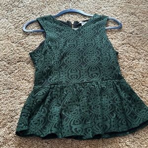 Green lace peplum top